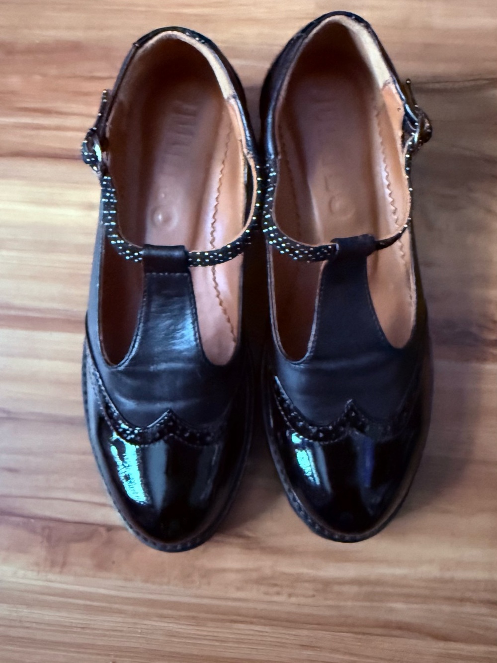 Julia Bo Women's Black Patent T-Strap Mary Jane Shoes